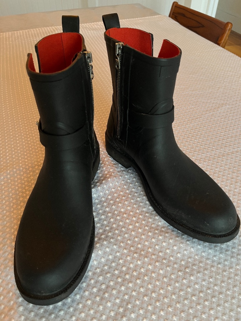 Rag & Bone Black Rain Ankle Boots Waterproof Moto Zip